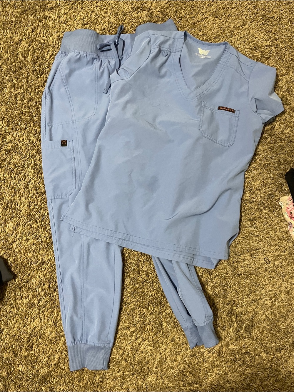 Monarchy Women’s Light Blue V-Neck Scrub Top & Jogger Set